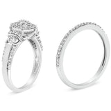 .925 Sterling Silver 1/3 Cttw Diamond 7 Stone Cluster and Halo Engagement Ring and Wedding Band Set (I-J Color, I1-I2 Clarity)-4 thumbnail 5