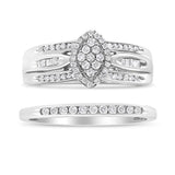 .925 Sterling Silver 1/2 Cttw Round and Baguette-Cut Diamond Engagement Bridal Set (I-J Color, I1-I2 Clarity)-1 thumbnail 2