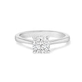 14K white gold ring with 1 round diamond stone in eagle-claw prong setting