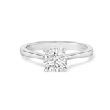 14K white gold ring with 1 round diamond stone in eagle-claw prong setting thumbnail 1