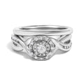 925 sterling silver diamond halo bypass engagement ring and wedding band set