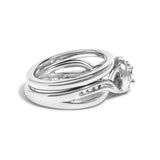 .925 Sterling Silver 1/7 Cttw Diamond Halo Bypass Engagement Ring and Wedding Band Set (I-J Color, I3 Clarity)-1 thumbnail 2