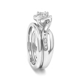.925 Sterling Silver 1/7 Cttw Diamond Halo Bypass Engagement Ring and Wedding Band Set (I-J Color, I3 Clarity)-4 thumbnail 5