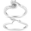 925 sterling silver swirl and bypass bridal ring set with round diamond stones