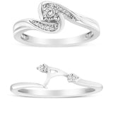 .925 Sterling Silver 1/10 Cttw Diamond Swirl and Bypass Bridal Set Ring and Band (I-J Color, I3 Clarity)-1 thumbnail 2