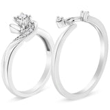 .925 Sterling Silver 1/10 Cttw Diamond Swirl and Bypass Bridal Set Ring and Band (I-J Color, I3 Clarity)-3 thumbnail 4