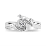 .925 Sterling Silver 1/10 Cttw Diamond Swirl and Bypass Bridal Set Ring and Band (I-J Color, I3 Clarity)-4 thumbnail 5