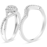 .925 Sterling Silver 1/6 Cttw Diamond Composite Halo and Split Shank Bridal Set Ring and Band  (I-J Color, I3 Clarity)-3 thumbnail 4