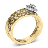 14K Yellow Gold Plated .925 Sterling Silver 1/5 Cttw Diamond Halo Engagement Ring and Wedding Band Set (I-J Color, I3 Clarity)-3 thumbnail 4