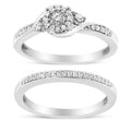 925 sterling silver halo ring and band set with round diamond stones