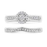.925 Sterling Silver 1/3 Cttw Diamond Halo and Pave Shank Engagement Ring Set (I-J Color, I3 Clarity)-1 thumbnail 2