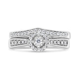 .925 Sterling Silver 1/3 Cttw Diamond Halo and Pave Shank Engagement Ring Set (I-J Color, I3 Clarity)-4 thumbnail 5