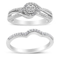 925 sterling silver bypass bridal set ring with composite round diamond stones