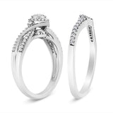 .925 Sterling Silver 1/3 Cttw Composite Diamond Frame Bypass Bridal Set Ring and Band (I-J Color, I2-I3 Clarity)-3 thumbnail 4