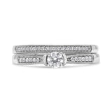 .925 Sterling Silver 1/3 Cttw Diamond Classic Engagement Ring Bridal Set with Milgrain (I-J Color, I3 Clarity)-4 thumbnail 5