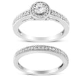 925 sterling silver halo ring with round diamond stones and milgrain detail