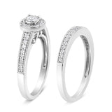 .925 Sterling Silver 1/2 Ctw Diamond Halo and Milgrain Engagement Ring Bridal Set (I-J Color, I3 Clarity)-3 thumbnail 4