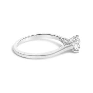 14K White Gold 7/8 Cttw Lab Grown Diamond Solitaire Cathedral Style Engagement Ring (F-G Color, VS1-VS2 Clarity)-1