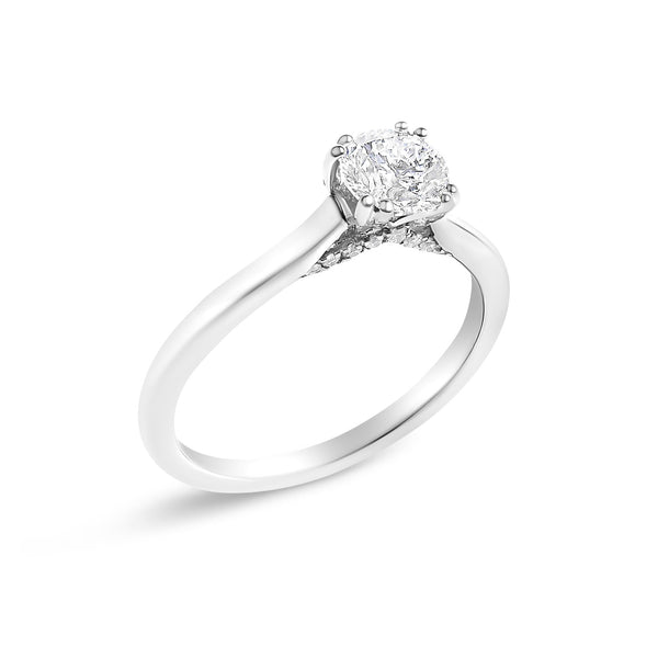 14K White Gold 7/8 Cttw Lab Grown Diamond Solitaire Cathedral Style Engagement Ring (F-G Color, VS1-VS2 Clarity)