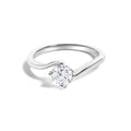 14K white gold ring with 1 round lab grown diamond stone in bypass setting