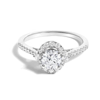 14K White Gold 1.00 Cttw Lab-Grown Diamond Oval Shaped Halo Engagement Ring (F-G Color, VS1-VS2 Clarity)