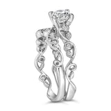 14K White Gold Lab Grown Diamond 1.0 Cttw Vintage Style Engagement Ring and Band Set-4 thumbnail 5