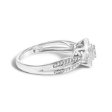 10K White Gold 1/10 Cttw Diamond Cluster Halo Promise Ring-1 thumbnail 2