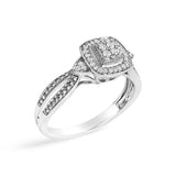 10K White Gold 1/10 Cttw Diamond Cluster Halo Promise Ring-3 thumbnail 4