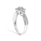 10K White Gold 1/10 Cttw Diamond Cluster Halo Promise Ring-4 thumbnail 5