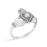14K White Gold 3/8 Cttw Diamond Claddagh Heart Ring-3 thumbnail 4
