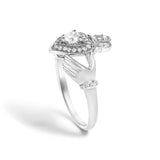 14K White Gold 3/8 Cttw Diamond Claddagh Heart Ring-4 thumbnail 5