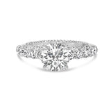 14K white gold vintage-style ring with lab grown diamond stones thumbnail 1