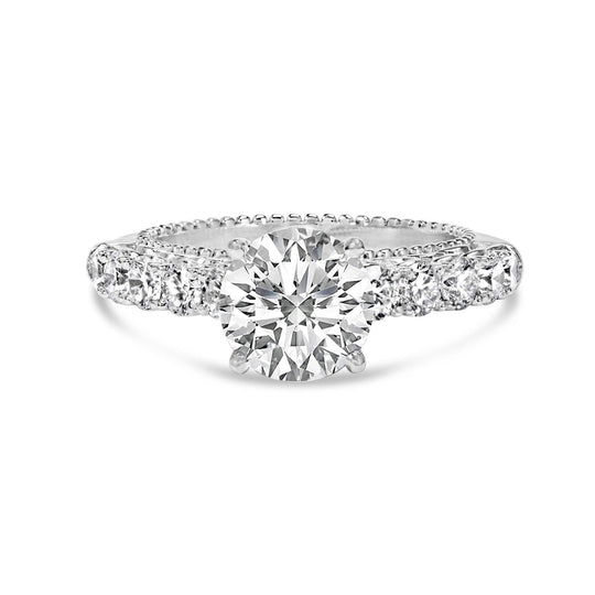 14K White Gold 3 1/5 Cttw Lab Grown Diamond Vintage Style Engagement Ring-0