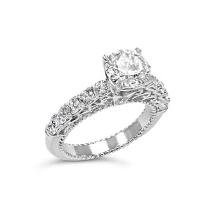 14K White Gold 3 1/5 Cttw Lab Grown Diamond Vintage Style Engagement Ring-1