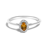 10K White Gold 5X3MM Oval Birthstone and Diamond Accent Halo Ring-8 thumbnail 10