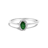 10K White Gold 5X3MM Oval Birthstone and Diamond Accent Halo Ring-7 thumbnail 9