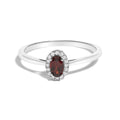 10K White Gold 5X3MM Oval Birthstone and Diamond Accent Halo Ring-10
