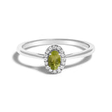 10K White Gold 5X3MM Oval Birthstone and Diamond Accent Halo Ring-4 thumbnail 6