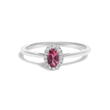 10K White Gold 5X3MM Oval Birthstone and Diamond Accent Halo Ring-3 thumbnail 5