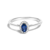 10K White Gold 5X3MM Oval Birthstone and Diamond Accent Halo Ring-0 thumbnail 2