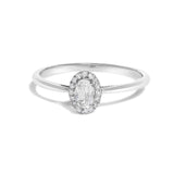 10K White Gold 5X3MM Oval Birthstone and Diamond Accent Halo Ring-1 thumbnail 3