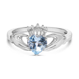 Sterling Silver Blue Topaz Heart Claddagh Ring-0 thumbnail 1