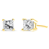 IGI Certified 14K Yellow Gold 1/4 Cttw Princess-Cut Diamond Solitaire Stud Earrings