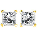 14K Yellow Gold 1/5 Cttw Princess-Cut Diamond Petite Classic Square Stud Earrings (I-J Color, I3 Clarity)-1 thumbnail 2