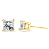 AGS Certified Princess-Cut Square Diamond 4-Prong Solitaire Stud Earrings in 14K Gold (J-K Color, I1-I2 Clarity)-3 thumbnail 4