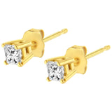 AGS Certified Princess-Cut Square Diamond 4-Prong Solitaire Stud Earrings in 14K Gold (J-K Color, I1-I2 Clarity)-4 thumbnail 5