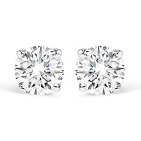 IGI Certified 14K White Gold 1.0 cttw 4-Prong Set Brilliant Round-Cut Solitaire Diamond Push Back Stud Earrings (G-H Color, I1-I2 Clarity)