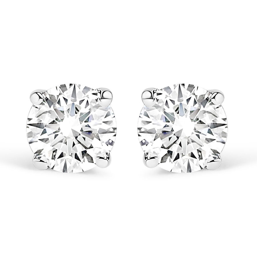14K White Gold 1/4 Cttw Lab Grown Diamond 4-Prong Classic Solitaire Stud Earrings (G-H Color, VS2-SI1 Clarity)
