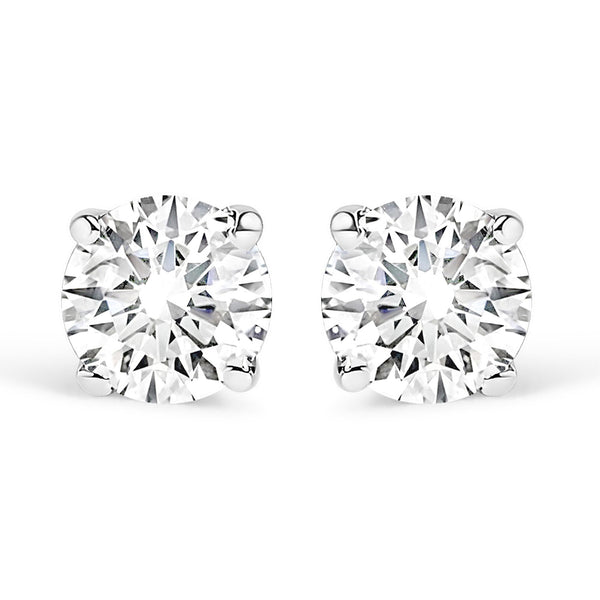 14K White Gold 1/4 Cttw Lab Grown Diamond 4-Prong Classic Solitaire Stud Earrings (G-H Color, VS2-SI1 Clarity)