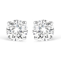 14K White Gold 1.0 Cttw 4-Prong Set Brilliant Round-Cut Solitaire Lab Grown Diamond Push Back Stud Earrings (E-F Color, VVS2-VS1 Clarity)